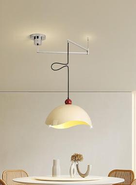 鸡蛋壳吊灯奶油风简约温馨氛围感饭厅灯创意个性设计可摇臂餐厅灯