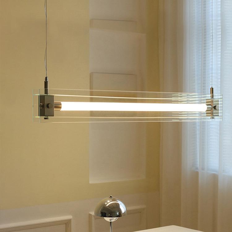 餐厅吊灯现代极简创意玻璃一字长条灯设计师吧台办公室岛台马扎灯