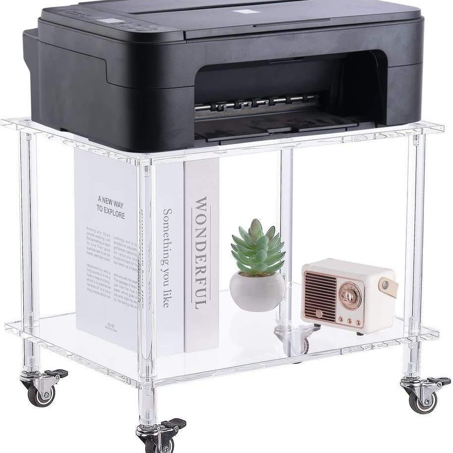 打印机托架带轮移动支架增高置物架亚克力透明边几简约