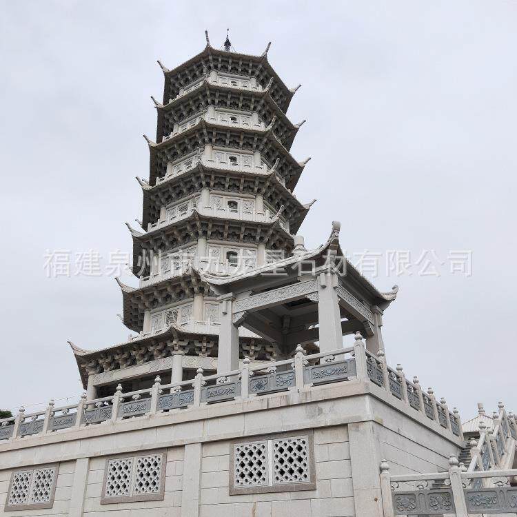 定 制石雕佛塔芝麻白 汉白玉花岗岩舍利塔景观寺院公园石塔文昌塔