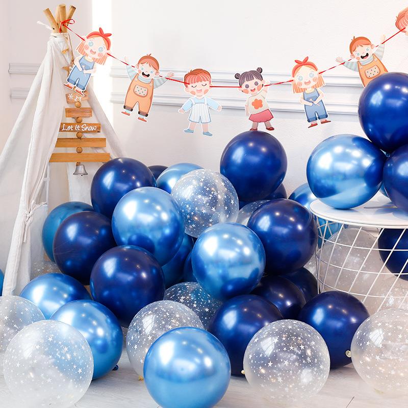 男孩宝宝周岁生日派对用品订婚装饰场景儿童布置儿童马卡龙气球