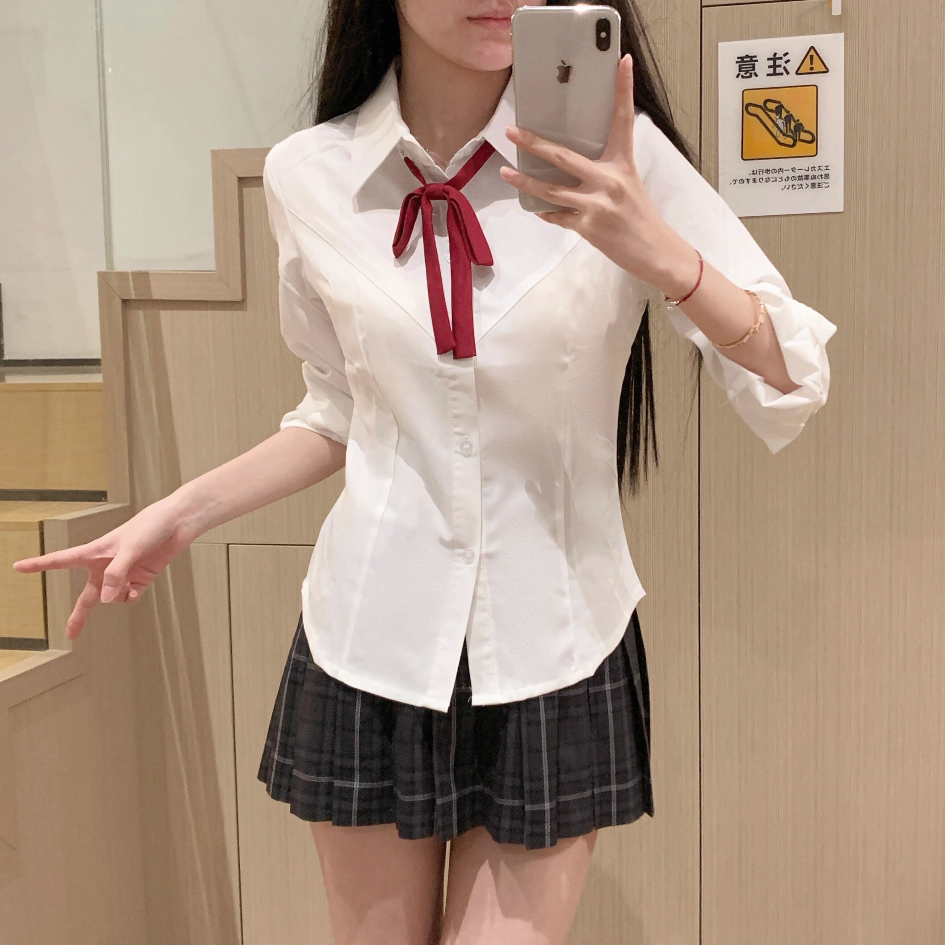 高品质JK收腰衬衫纯欲学院风弹力辣妹修身百搭内搭修身长袖短袖女