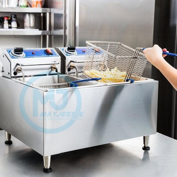 快餐奶茶店电炸锅小型家用商用油炸锅全自动炸鸡排炸薯条机电炸炉