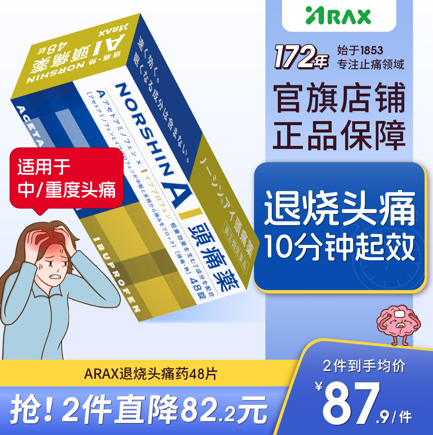arax日本头疼药头痛药止疼药布洛芬止疼片