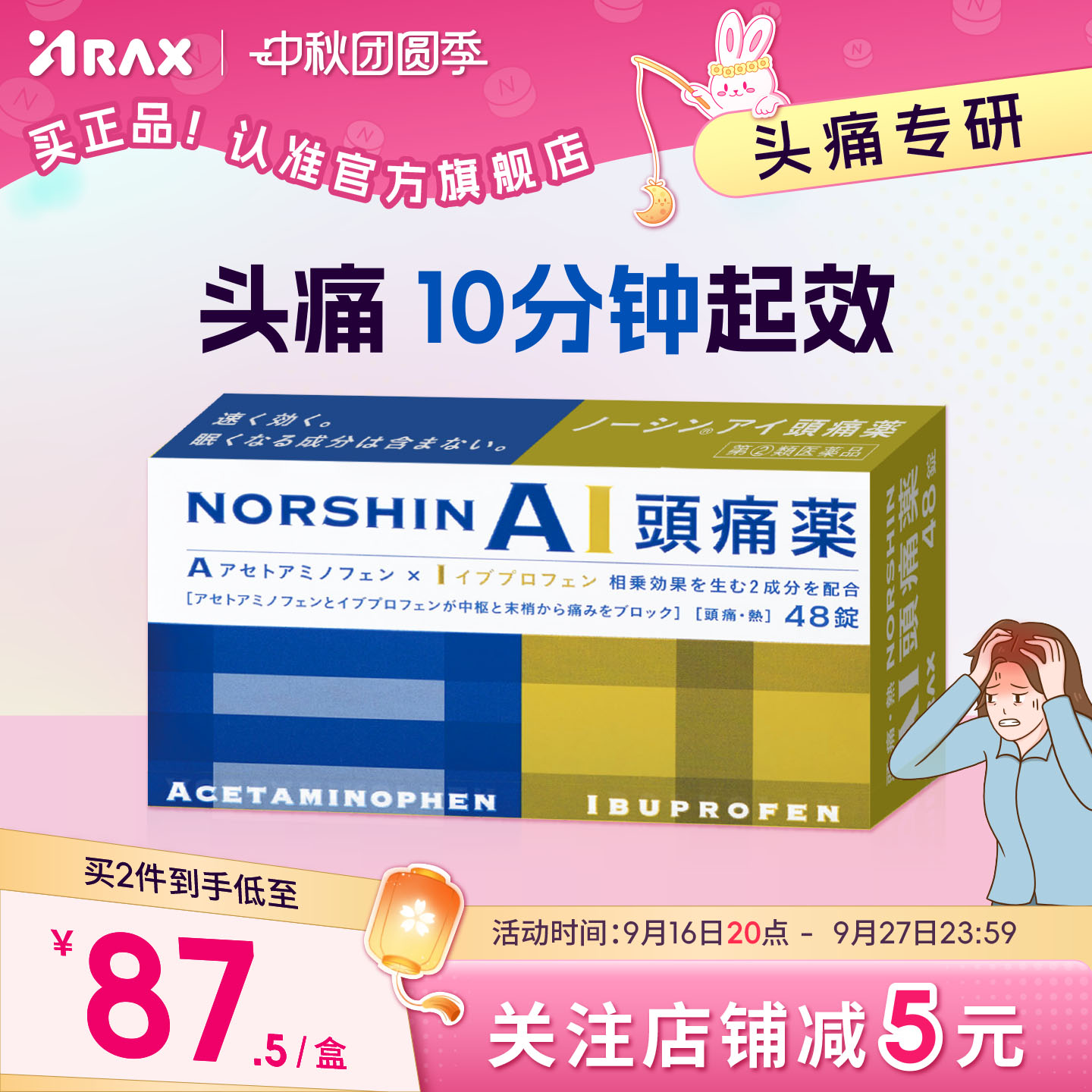 ARAX日本进口止痛药头痛头疼发烧退烧药牙痛布洛芬解热镇痛止疼药图片
