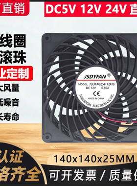 大风量加压14CM12V 温控台式电脑机箱电源服务器散热风扇14025
