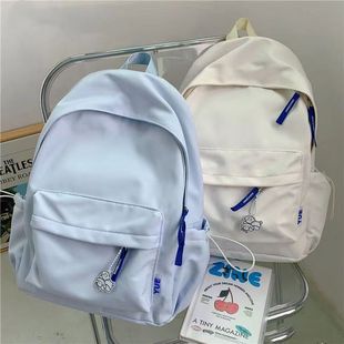 ins风日系软妹书包女 纯色百搭少女背包初中生高中学生双肩包 韩版