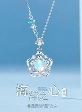 海洋之心项链女款高级感轻奢小众设计感锁骨链生日礼物送闺蜜礼物