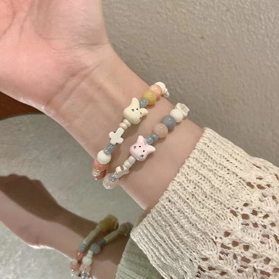 2025年陶瓷猫咪手链女夏季学生毕业礼物生日礼物闺蜜情侣平价设计