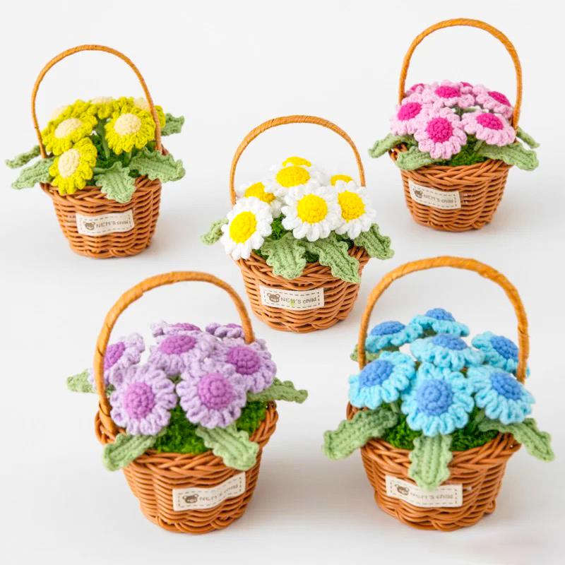 手工芒藤插花篮编织篮迷你塑料仿藤编小篮DIY装饰永生花出风口篮