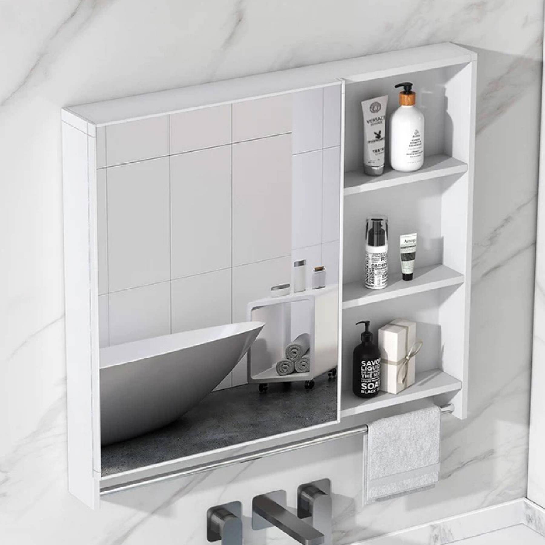 太空铝挂墙式浴室镜柜浴室柜组合卫生间储物箱镜子收纳盒单独镜箱