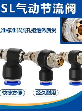 SL接头气管快速插节流阀01气动6可调02气缸调速阀SL4螺纹8-M5