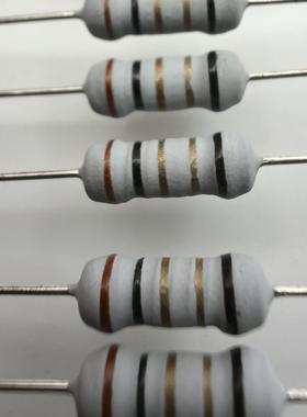 10个小体积1W1欧姆棕黑金金黑五色环碳膜电阻5%长9.08宽2.98毫米