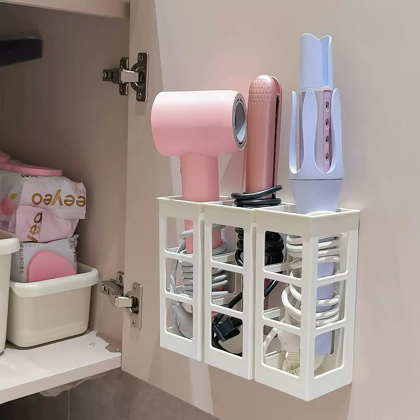 浴室卷发棒收纳盒壁挂卫生间免