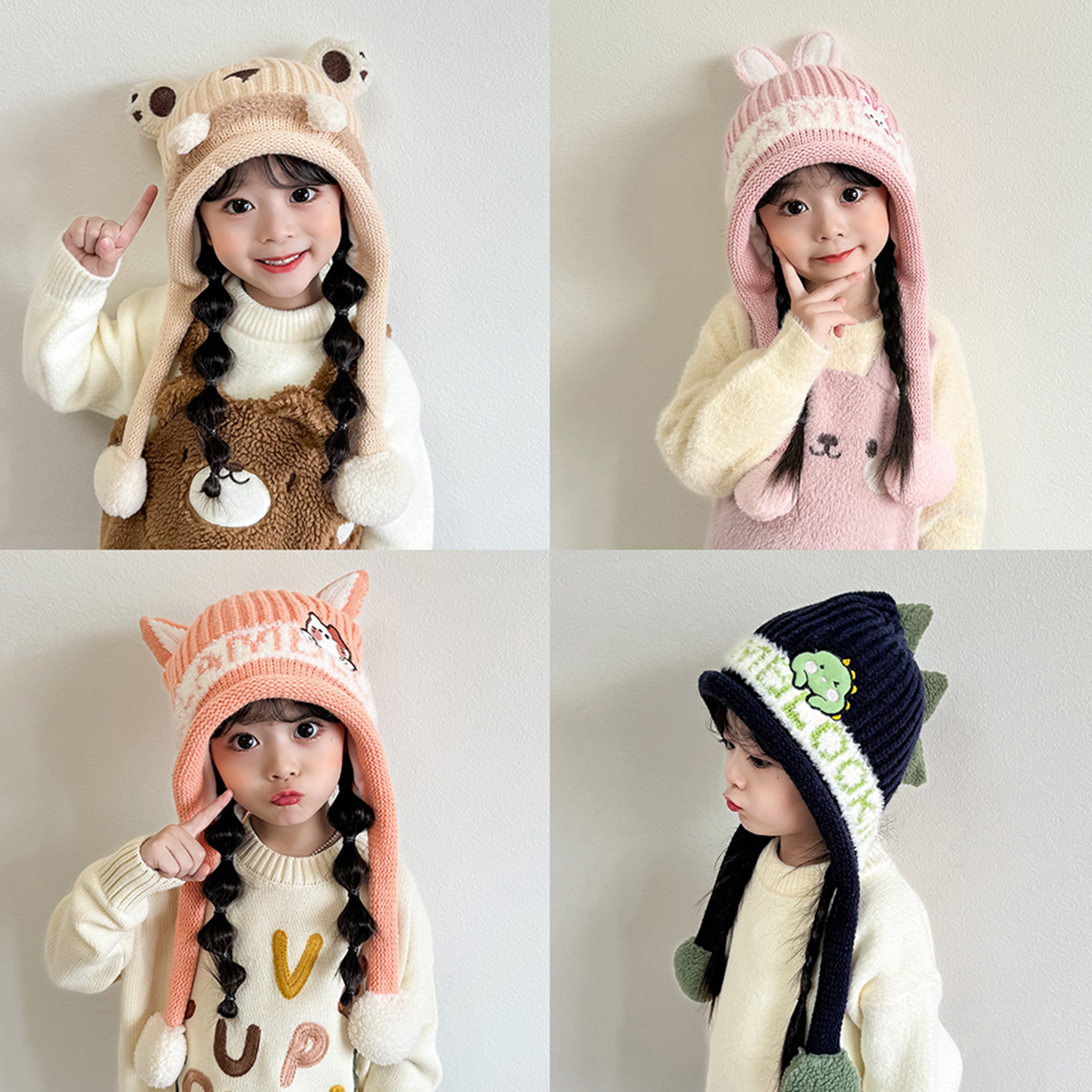 儿童帽子围巾一体韩版小女孩秋冬季防风保暖护耳帽女童宝宝包头帽
