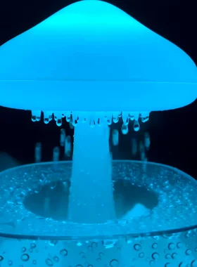 雨声加湿器创意白噪音助眠床头灯女生家用桌面解压摆件卧室小夜灯