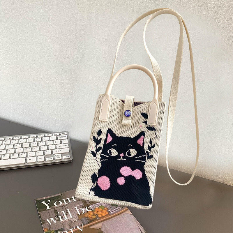 韩版可爱mini针织爱心手机包