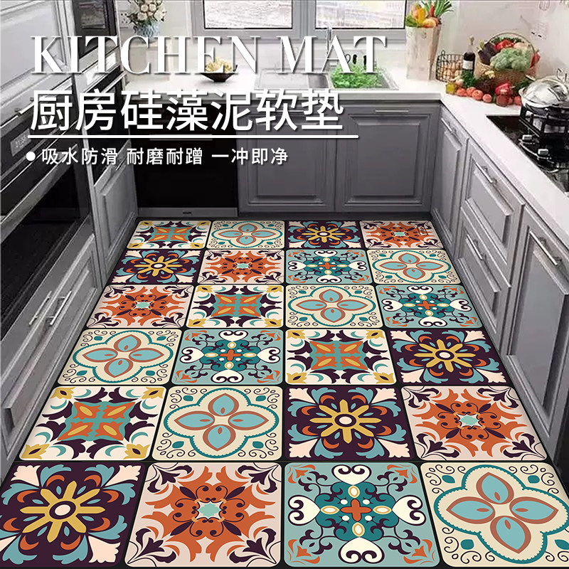 厨房吸水硅藻泥地垫防滑防油家用柔软耐脏加厚防摔可定制地毯垫,居家布艺,厨房地垫,淘宝优惠券,粉丝福利购,淘宝优惠卷