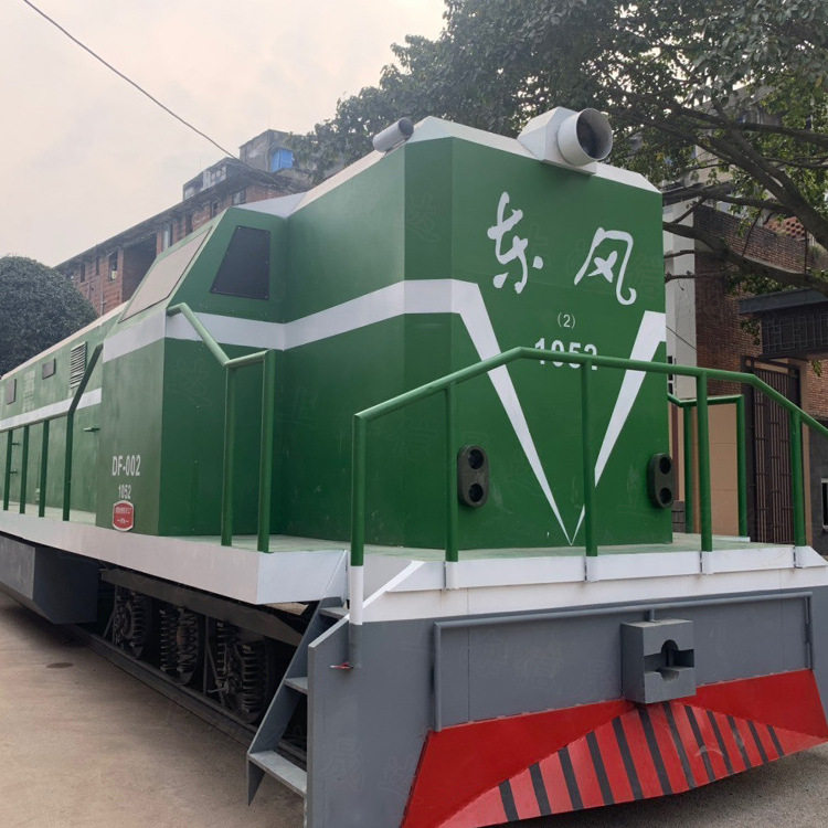 铁路主题公园金属摆件复古文艺风格景观模型仿真东风绿皮火车