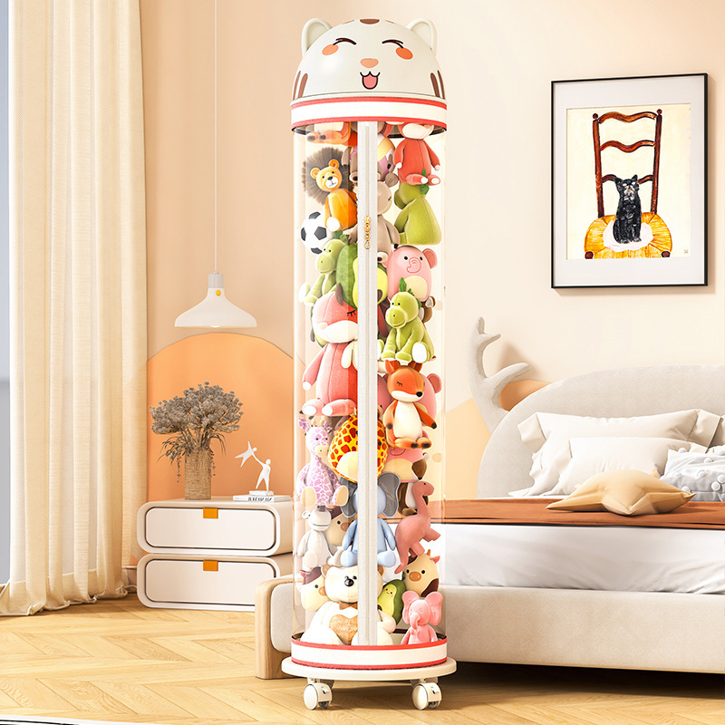 娃娃收纳桶拉链款儿童毛绒玩具收纳筒大容量放玩偶公仔透明整理筐