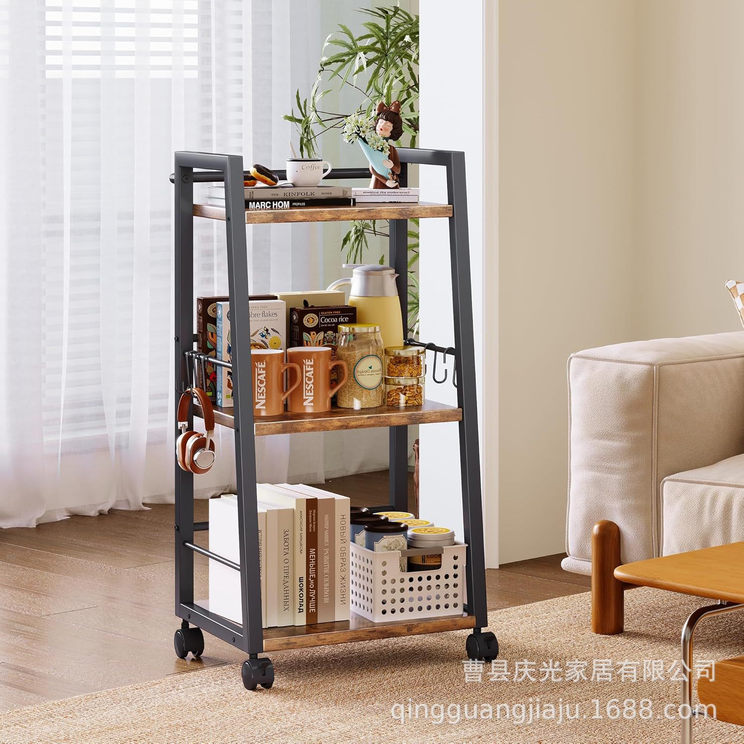 厨房家具餐厅家具家用服务推车微波炉推车饮料推车带酒架