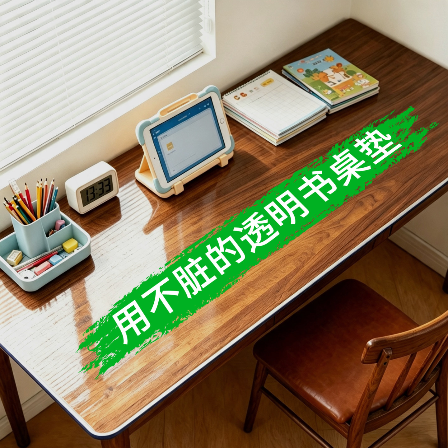 学生透明书桌垫儿童学习垫PVC防水防笔印桌布学习办公桌面保护垫*