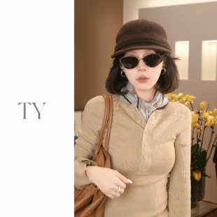 太一“法式格调”平顶羊毛小标马术帽女秋冬时尚百搭