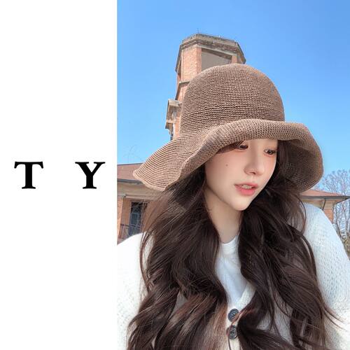 太一 夏细勾针渔夫帽夏季出游时尚百搭气质纯手工遮阳防晒帽