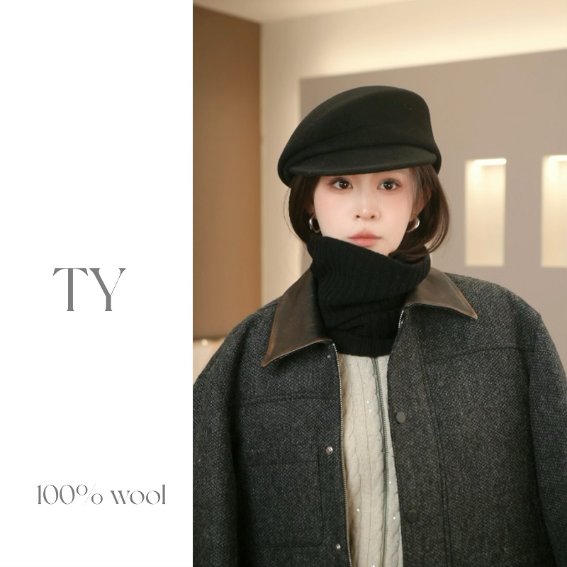太一“优雅过冬”fever同款羊毛纯色定型贝雷帽报童帽