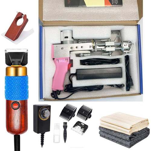 现货二合一簇绒枪套装电动推剪tuftinggun地毯织机电针织枪套装