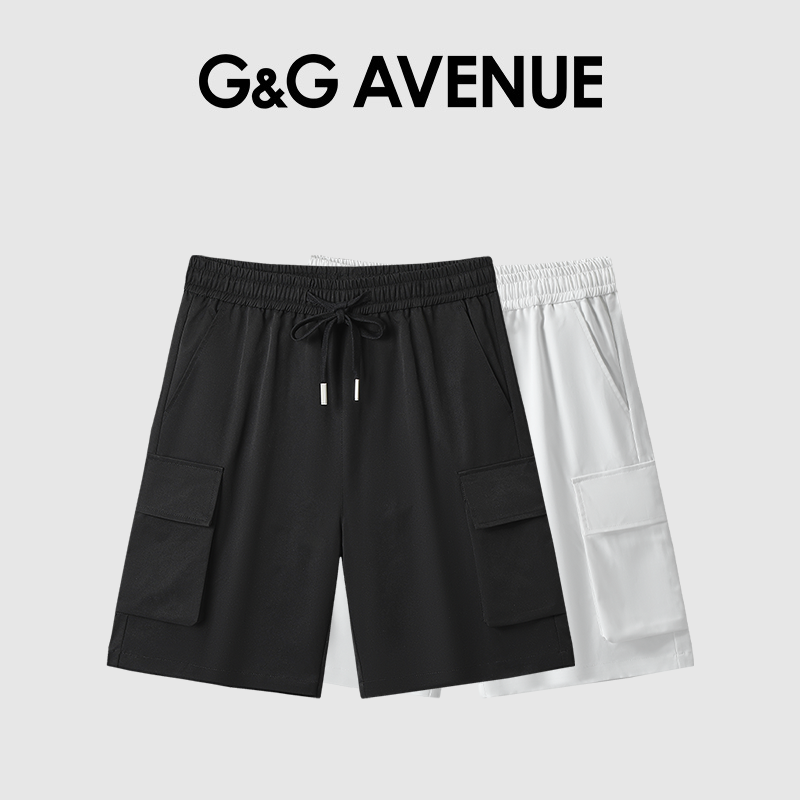 法国G&G AVENUE轻奢潮牌2025年休闲纯色工装短裤男士夏季五分裤子