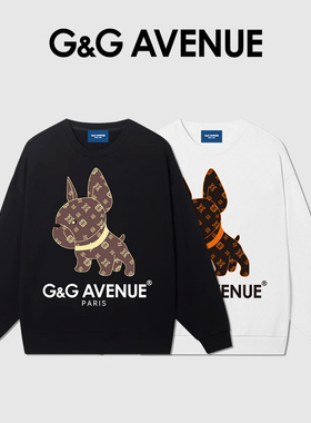 G&G AVENUE春秋季斗牛狗狗卫衣男国际品牌奢侈品休闲圆领长袖卫衣