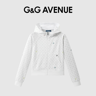 法国G&G AVENUE轻奢潮牌女款开衫连帽卫衣短款拉链外套-GW2527172