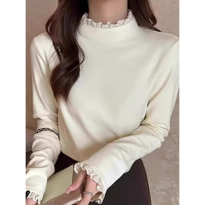 冬季加厚甜美内搭长袖T恤上衣nv