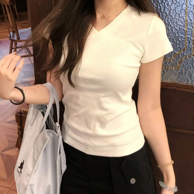 白色美式短袖t恤女夏2025新款ins