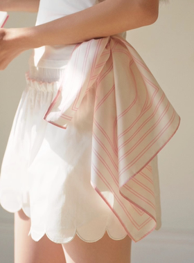 SerOra 印花高姆米桑蚕丝丝巾腰带 轻奢方巾百搭配饰