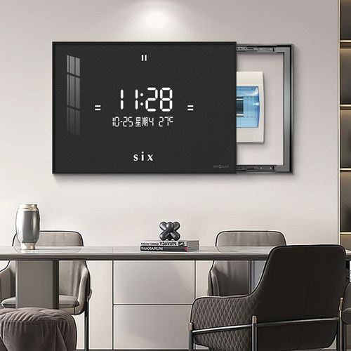 轻奢纯色电表箱装饰画 画钟表配电箱遮挡免打孔现代简约新款时钟