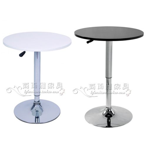 酒吧圆桌现代休闲圆茶几白色咖啡桌升降高脚桌小圆吧台办公接待桌