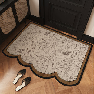 法式中古入门地垫2026新款普通皮革进门可裁剪耐脏门口防滑感