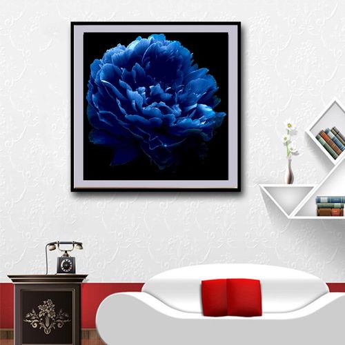 苏绣DIY套件初学材料包 蓝牡丹 客厅卧室餐厅书房 手工刺绣装饰画