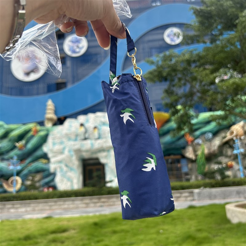 小清新遮阳伞双飞燕16厘米小巧轻量便携蓝胶女学生防风五折口袋伞