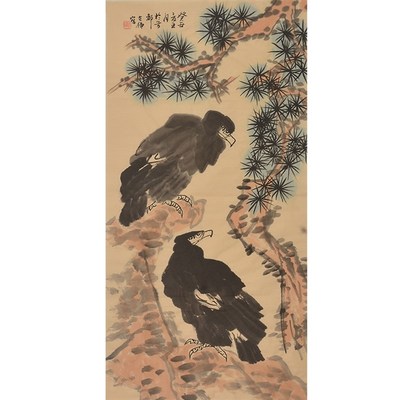 李苦禅纯手绘装饰画国画水墨画房间画客厅画玄关画老鹰画
