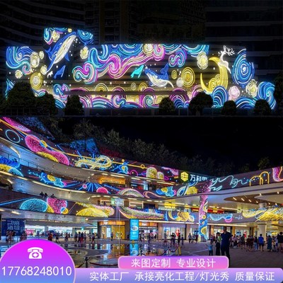 幕墙灯饰画大型商场广场楼体亮化工程设计 户外墙体led霓虹灯装饰