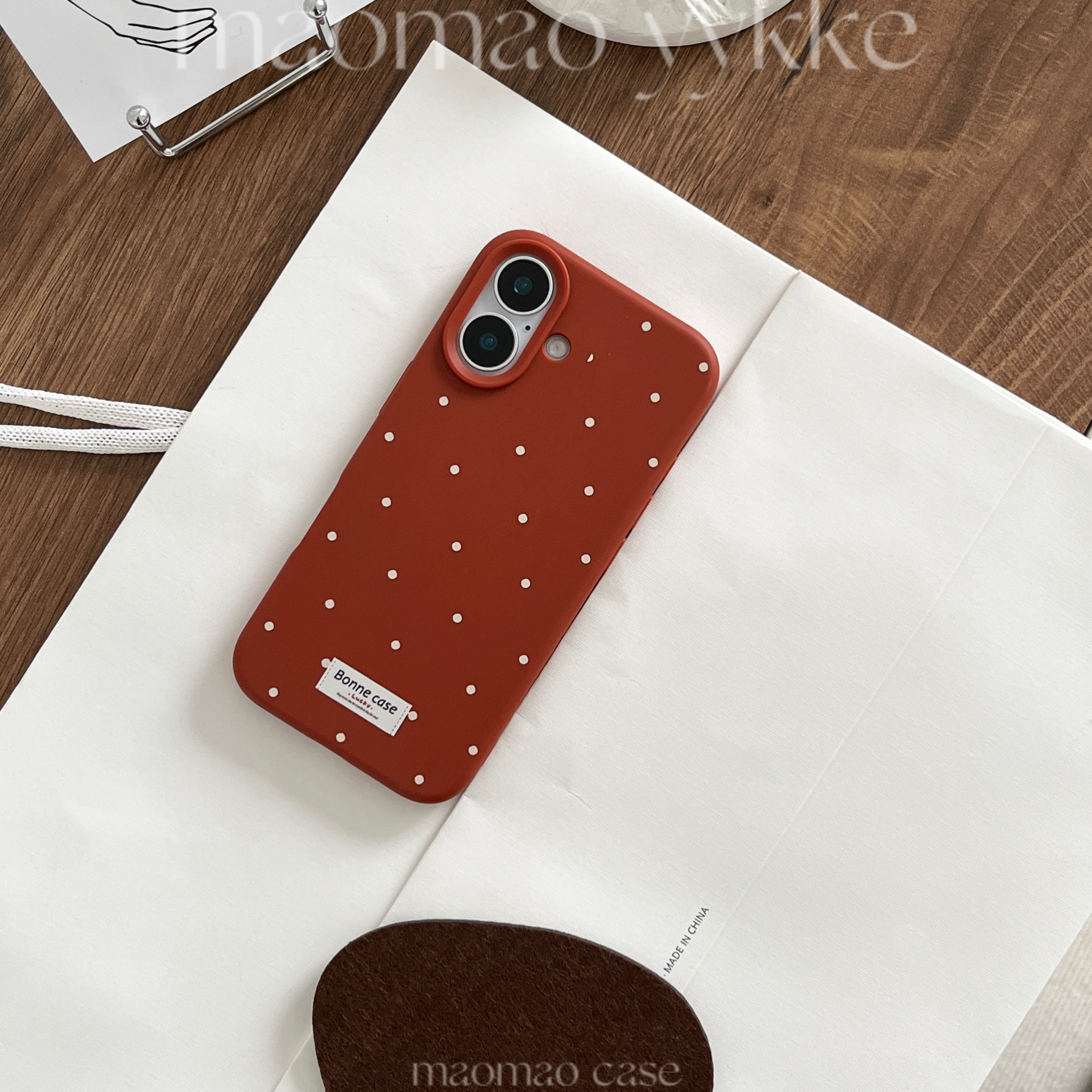 猫猫耶耶壳壳 chao氛围感复古标签红蓝波点适用iPhone15promax手机壳软壳苹果16promax/14/13/12/11/保护壳
