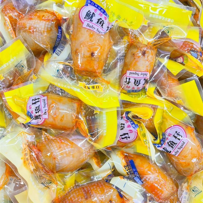 新货大连东霖鱿鱼仔带籽墨鱼籽满籽鱿鱼即食香辣味原味海味零食包