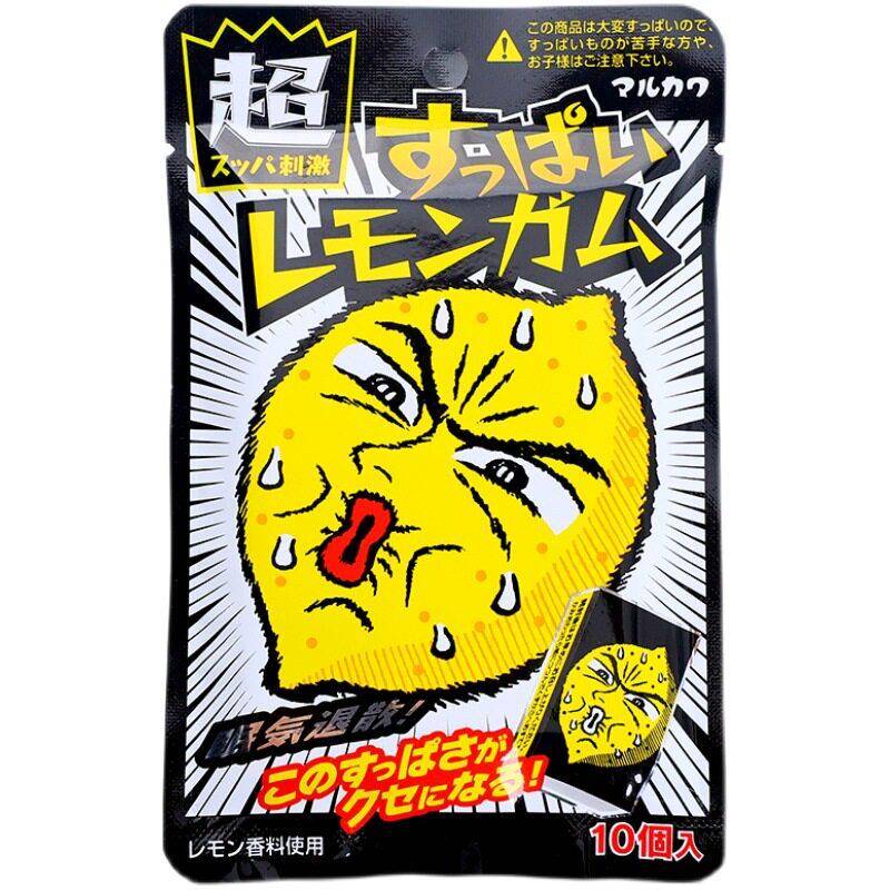 泡泡糖日本进口MARUKAWA丸川超酸柠檬味口香糖酸味泡泡糖