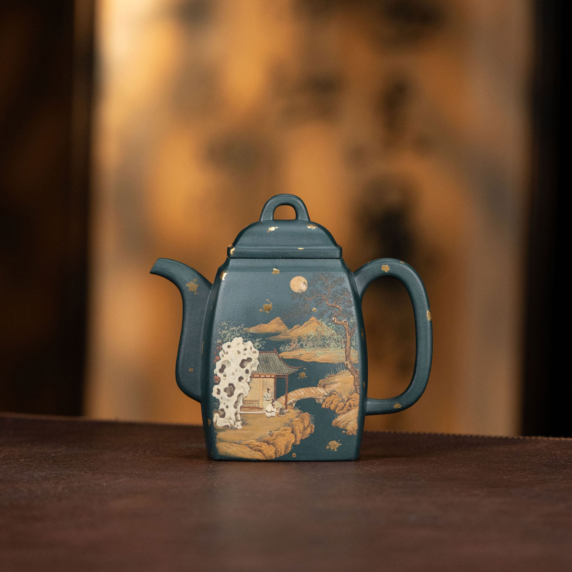 【利贞l松风水月汉方】原矿墨绿泥约220cc手工制宜兴茶壶茶具PCZS