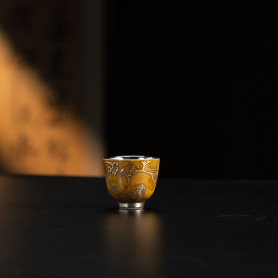 利贞|宫廷黄龙腾四海鎏银品茗杯 DC
