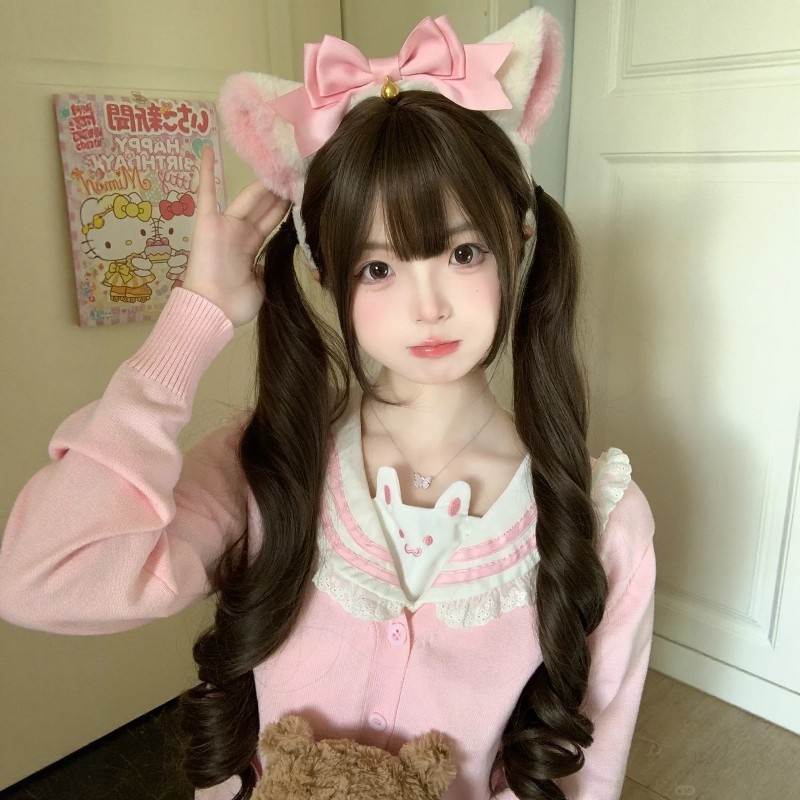 假发cos二次元罗马卷双马尾lolita假发辫子公主古早感侧扎低马尾,美发护发/假发,马尾,淘宝优惠券,粉丝福利购,淘宝优惠卷