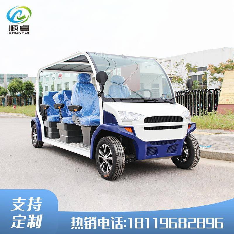 6座8座带遮阳帘巡查车电动安保巡逻车半封闭景区游览车观光车